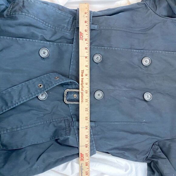 Reiss Double Breasted Trench Coat Classic Preppy Navy Mid-length Cotton Jacket L - Picture 11 of 16